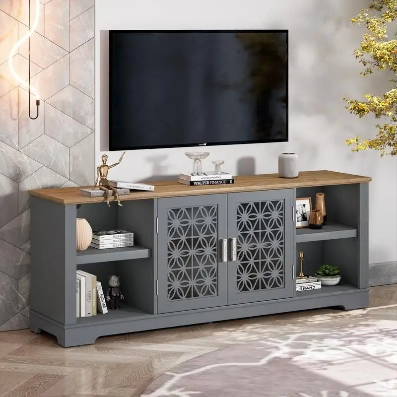 Mueble para TV rústico decorativo floral de 70 pulg. para televisores de hasta 80 pulg.