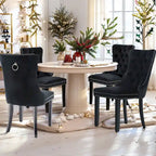 Juego de 4 sillas de comedor, sillas de cocina de terciopelo tapizadas de lujo, silla auxiliar con respaldo de asiento acolchado y patas de madera maciza