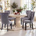 Juego de 4 sillas de comedor, sillas de cocina de terciopelo tapizadas de lujo, silla auxiliar con respaldo de asiento acolchado y patas de madera maciza