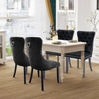 Juego de 4 sillas de comedor, sillas de cocina de terciopelo tapizadas de lujo, silla auxiliar con respaldo de asiento acolchado y patas de madera maciza