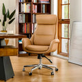 Silla de oficina giratoria ajustable de piel sintética de mediados de siglo de 48 pulgadas