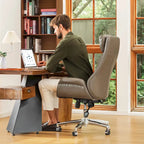 Silla de oficina giratoria ajustable de piel sintética de mediados de siglo de 48 pulgadas
