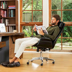 Silla de oficina giratoria ajustable de piel sintética de mediados de siglo de 48 pulgadas