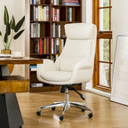 Silla de oficina giratoria ajustable de piel sintética de mediados de siglo de 48 pulgadas