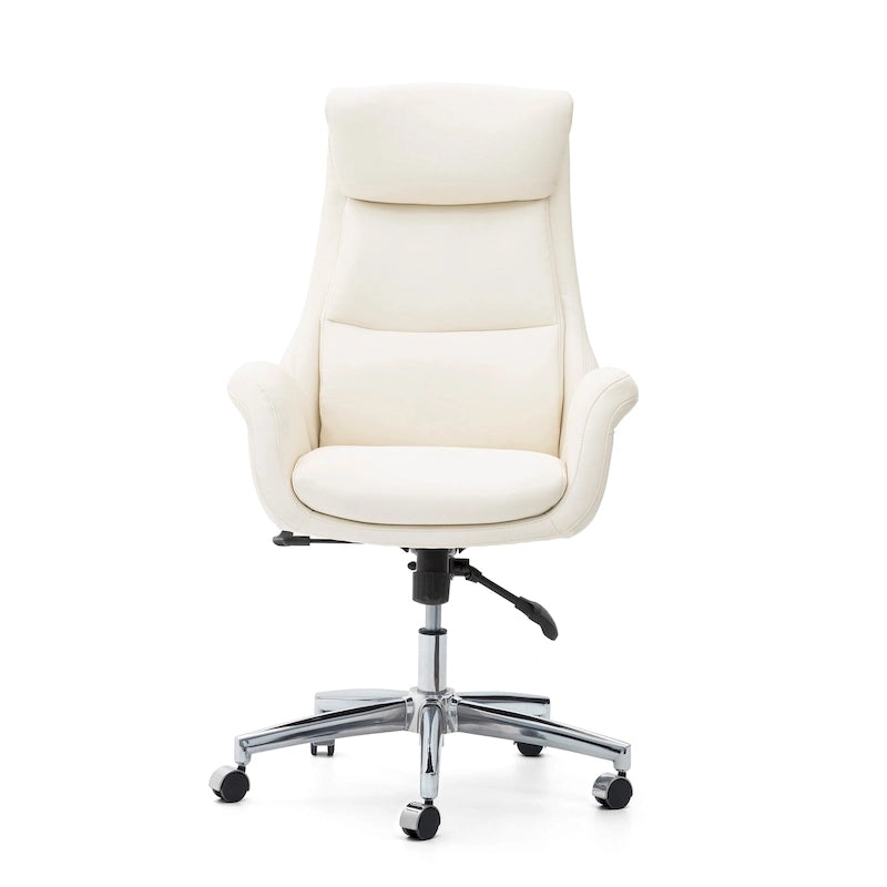 Silla de oficina giratoria ajustable de piel sintética de mediados de siglo de 48 pulgadas