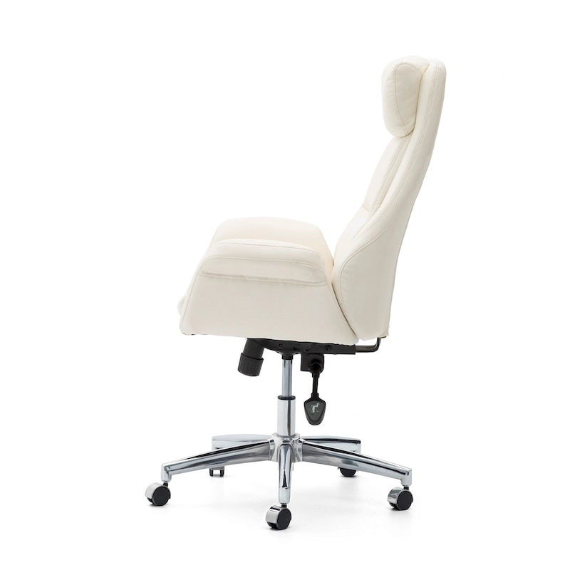 Silla de oficina giratoria ajustable de piel sintética de mediados de siglo de 48 pulgadas