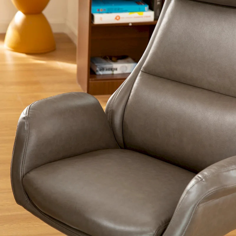 Silla de oficina giratoria ajustable de piel sintética de mediados de siglo de 48 pulgadas