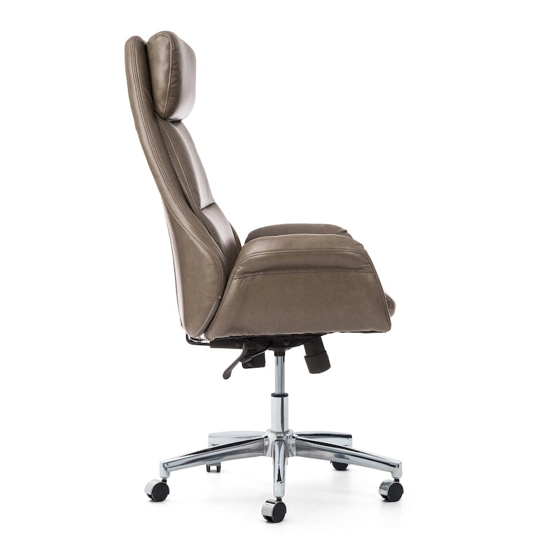 Silla de oficina giratoria ajustable de piel sintética de mediados de siglo de 48 pulgadas