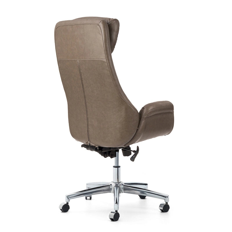 Silla de oficina giratoria ajustable de piel sintética de mediados de siglo de 48 pulgadas