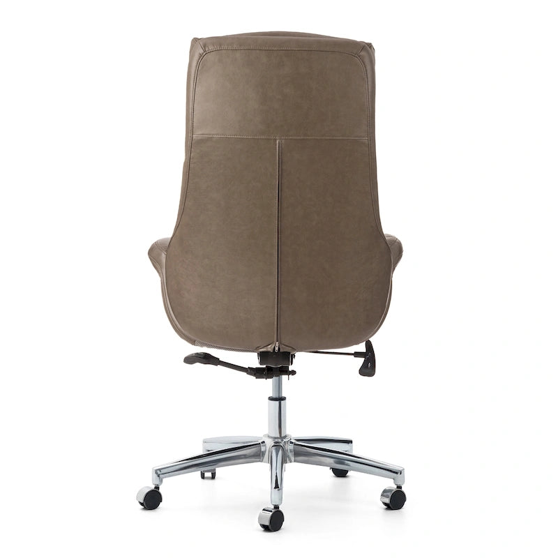 Silla de oficina giratoria ajustable de piel sintética de mediados de siglo de 48 pulgadas