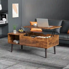 Mesa de centro, mesa de centro elevable de madera con estante de almacenamiento, mesa de comedor con tablero elevable para sala de estar, oficina