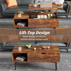Mesa de centro, mesa de centro elevable de madera con estante de almacenamiento, mesa de comedor con tablero elevable para sala de estar, oficina