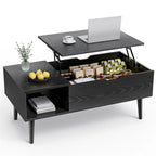 Mesa de centro, mesa de centro elevable de madera con estante de almacenamiento, mesa de comedor con tablero elevable para sala de estar, oficina