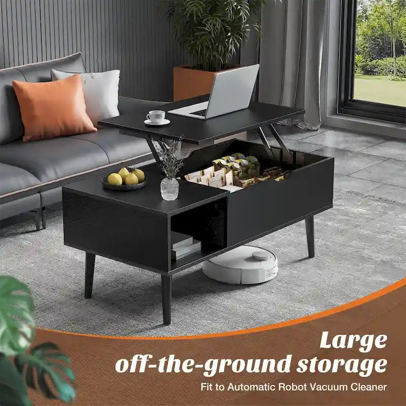 Mesa de centro, mesa de centro elevable de madera con estante de almacenamiento, mesa de comedor con tablero elevable para sala de estar, oficina