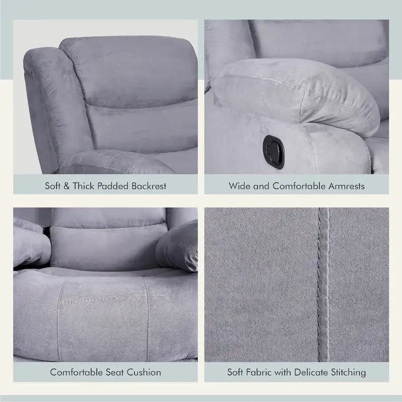 Sofá seccional reclinable manual de 5 piezas de poliéster/gamuza de 93 pulgadas de ancho