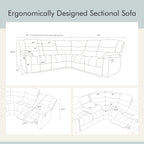 Sofá seccional reclinable manual de 5 piezas de poliéster/gamuza de 93 pulgadas de ancho