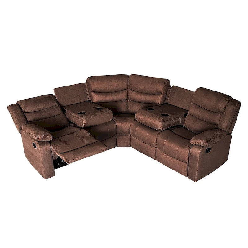 Sofá seccional reclinable manual de 5 piezas de poliéster/gamuza de 93 pulgadas de ancho