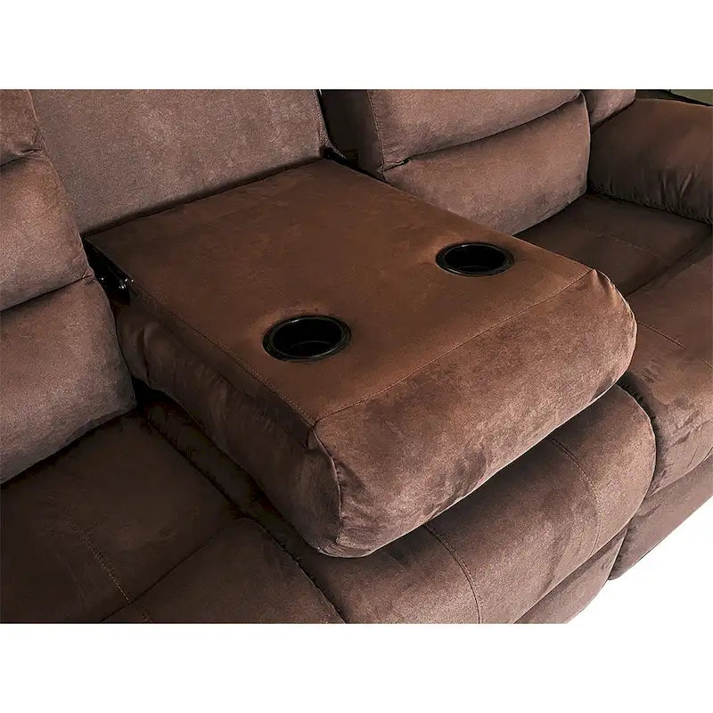 Sofá seccional reclinable manual de 5 piezas de poliéster/gamuza de 93 pulgadas de ancho