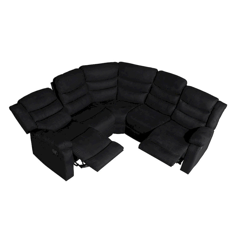 Sofá seccional reclinable manual de 5 piezas de poliéster/gamuza de 93 pulgadas de ancho