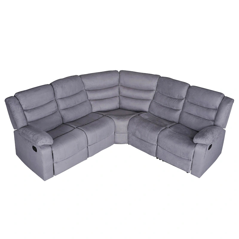 Sofá seccional reclinable manual de 5 piezas de poliéster/gamuza de 93 pulgadas de ancho