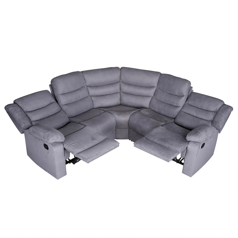 Sofá seccional reclinable manual de 5 piezas de poliéster/gamuza de 93 pulgadas de ancho