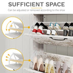 Zapatero de Granja con 2 Cajones Abatibles para 16 Pares, Mueble para Zapatos de Entrada con Banco