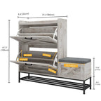 Zapatero de Granja con 2 Cajones Abatibles para 16 Pares, Mueble para Zapatos de Entrada con Banco