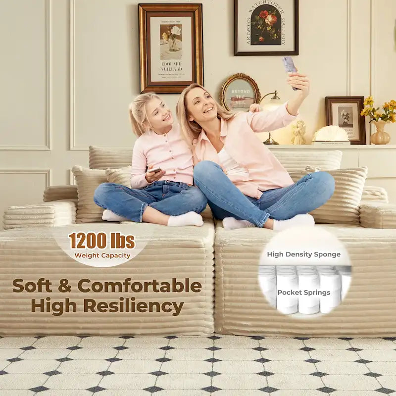 Sofá de doble diván de felpa larga que no requiere montaje